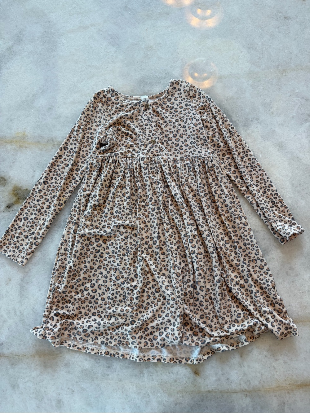 Baby Sprouts - Girls' Long Sleeve Leopard Print Bamboo Dress - Sz 6
